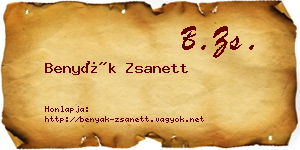 Benyák Zsanett névjegykártya
